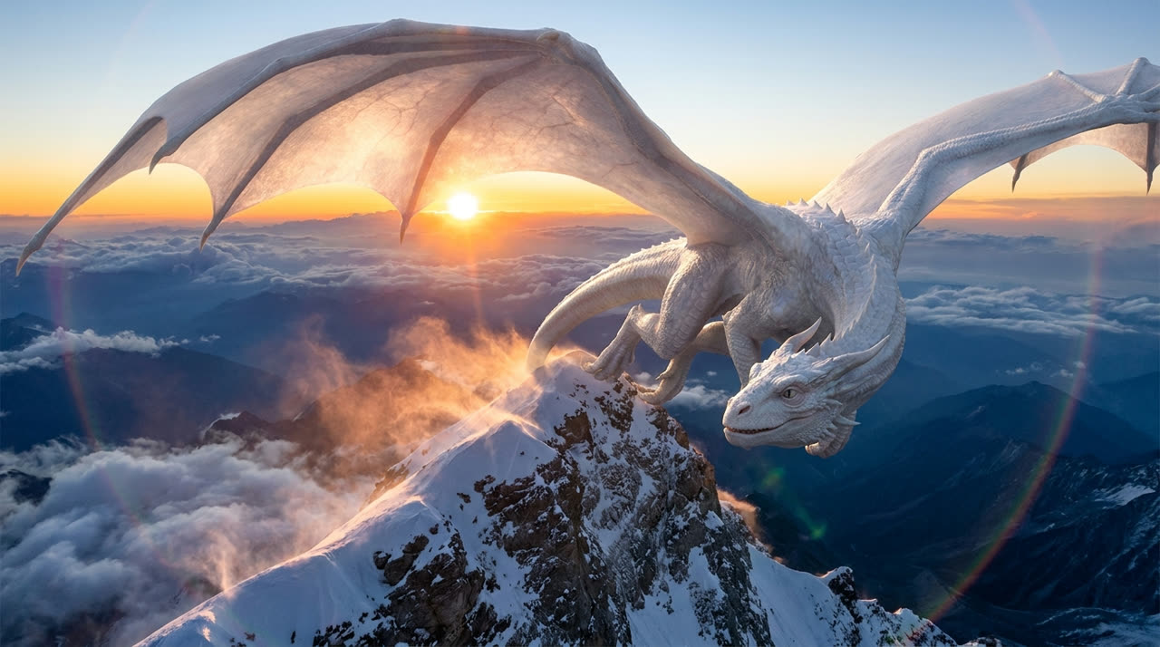 Banking off the summit ridge at sunrise